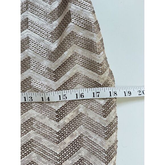 La Femme Maxi Dress Strapless Silver Gold Sequins Chevron Party Gala Prom Size 6 - Picture 12 of 13